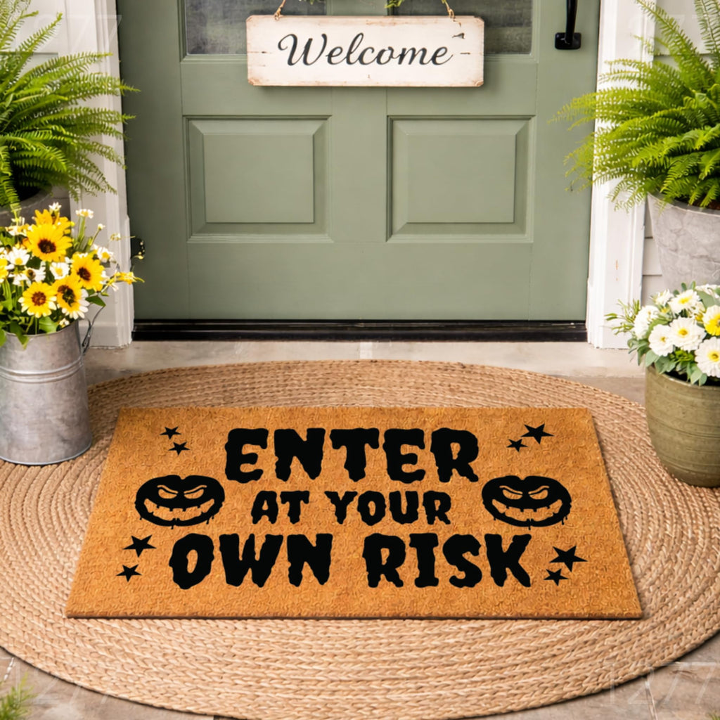 Funny Halloween Doormat - Enter At Your Own Risk Welcome Door Mat (36" x 72")