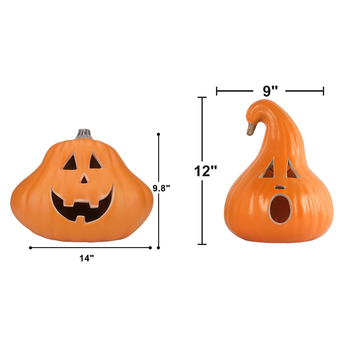 21in+12in LED Light Up Jack O Lantern Halloween Pumpkin Lights Indoor/Outdoor Holiday Festival Garden Patio Front Door Decor
