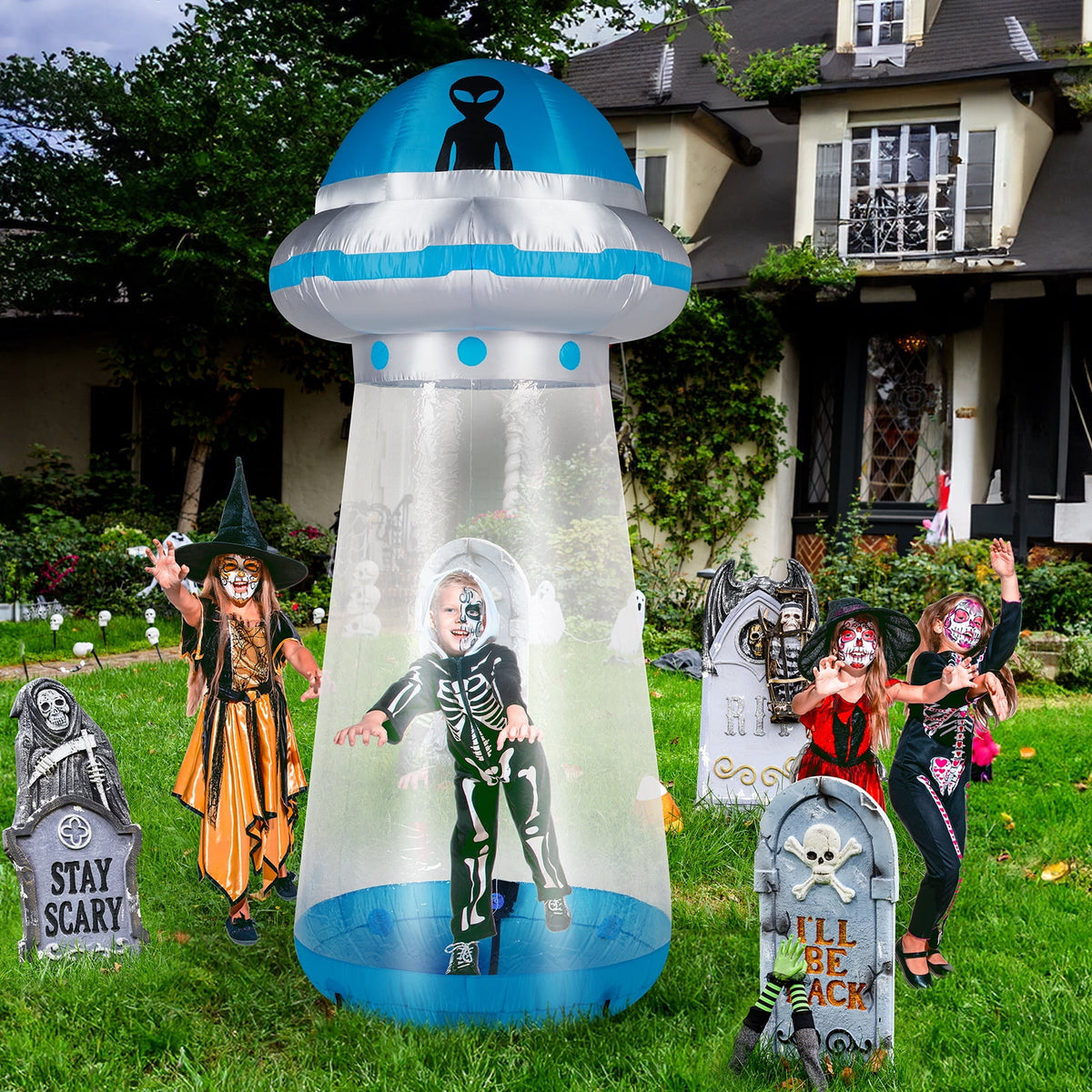 Zimtown 9 FT Halloween Inflatables UFO Decoration Photo Background Outdoor Halloween Decoration