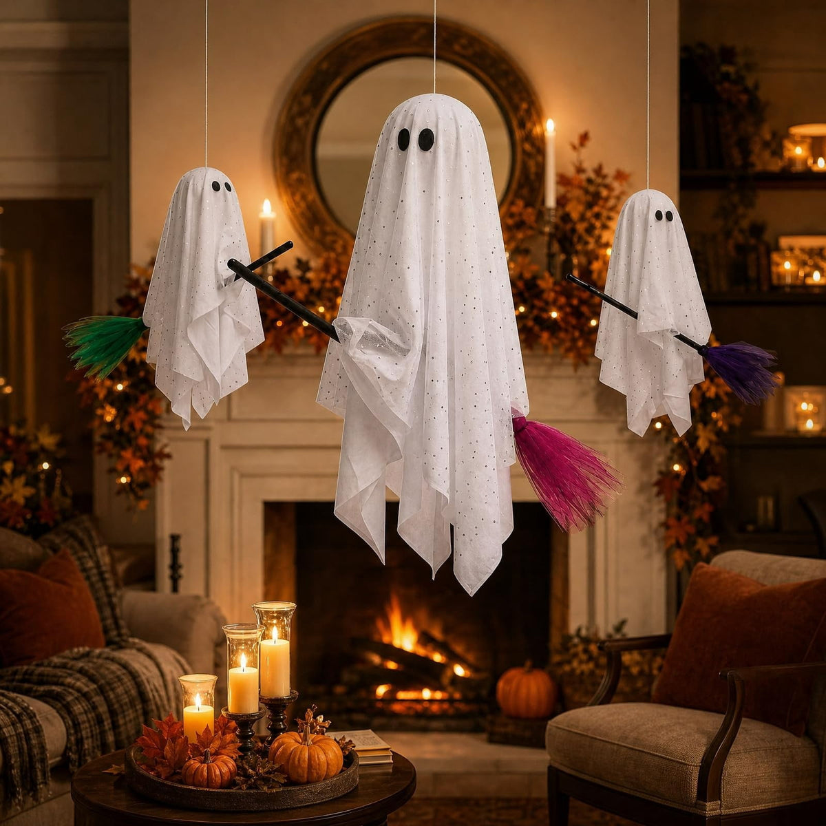 Halloween Decorations 3PC Light Up Ghost Spooky Ghost Decor with Remote for Porch Home Indoor Outdoor Garden Yard Lawn Party Decor