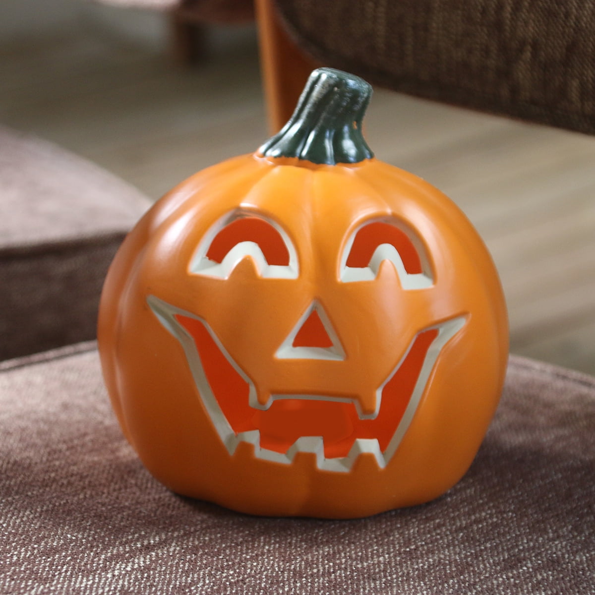 Gamexcel 10" + 14" Pre-Lit Jack O'Lanterns - Indoor/Outdoor Halloween Decorations for Party & Home, Lighted Pumpkin, 2 Pack, Orange