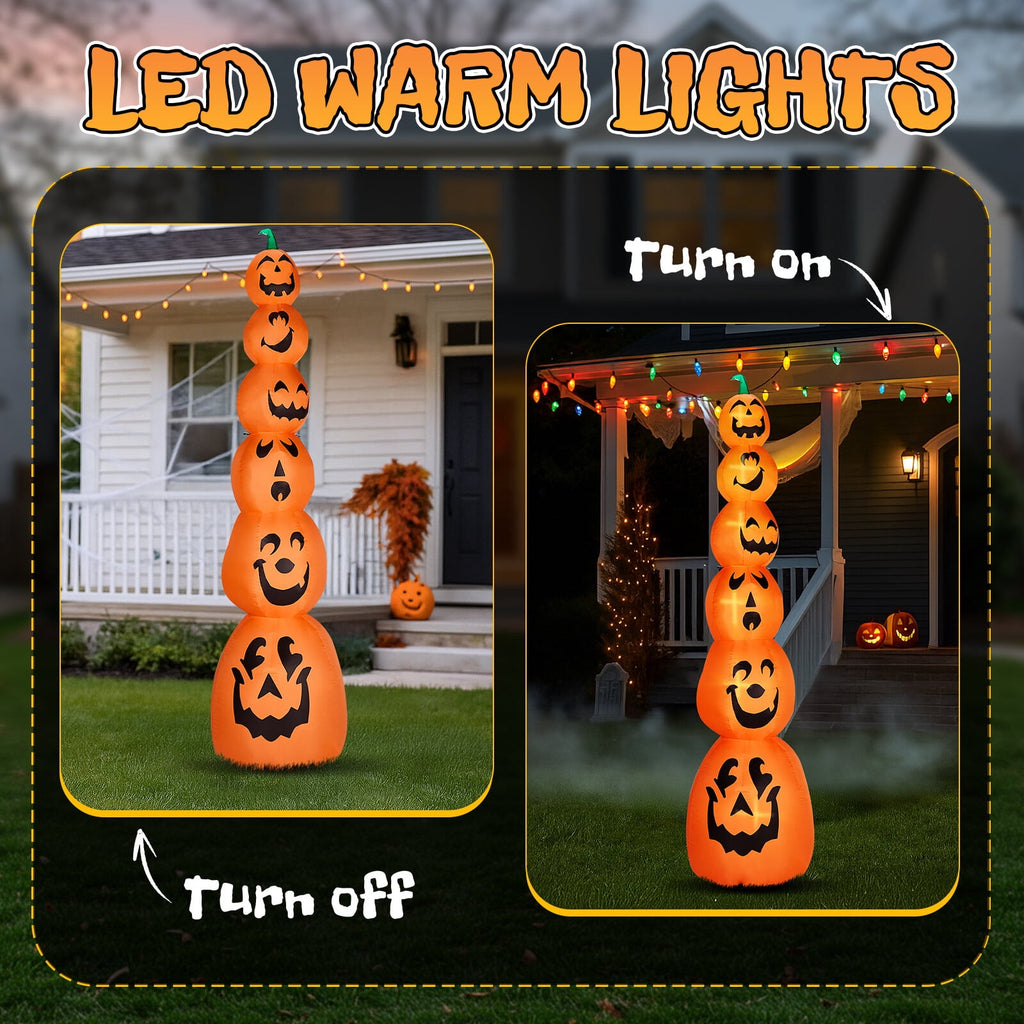 Yescom 5ft Halloween Pumpkins,Stacked Foldable,Jack O Lantern,LED Lights Party Outdoor Decorations 2026