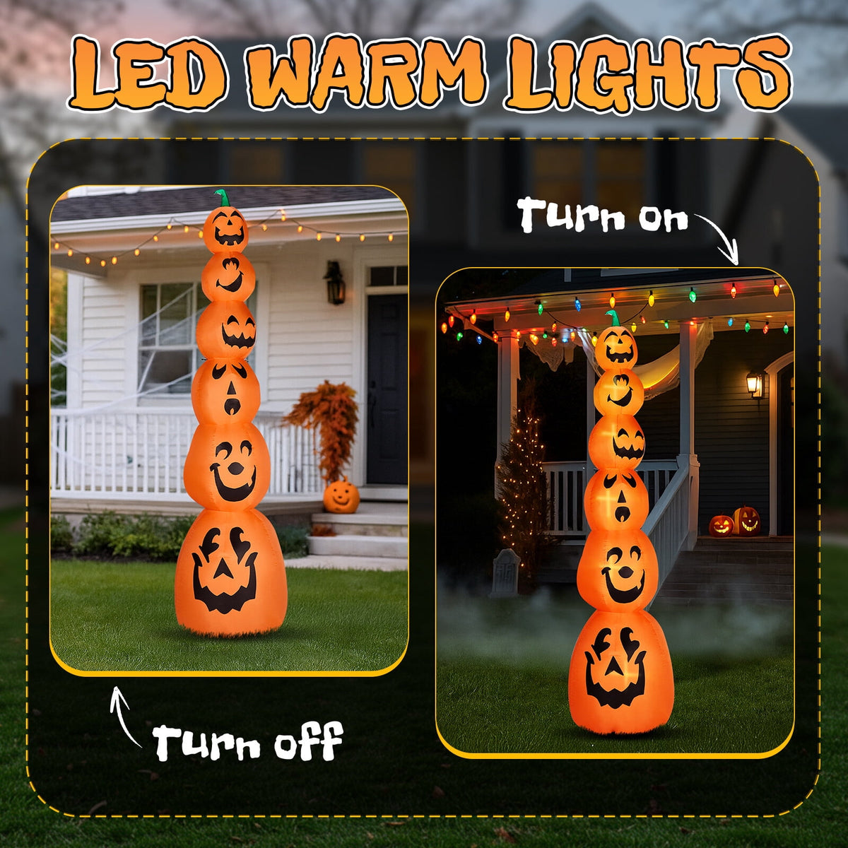 Yescom 5ft Halloween Pumpkins,Stacked Foldable,Jack O Lantern,LED Lights Party Outdoor Decorations 2026