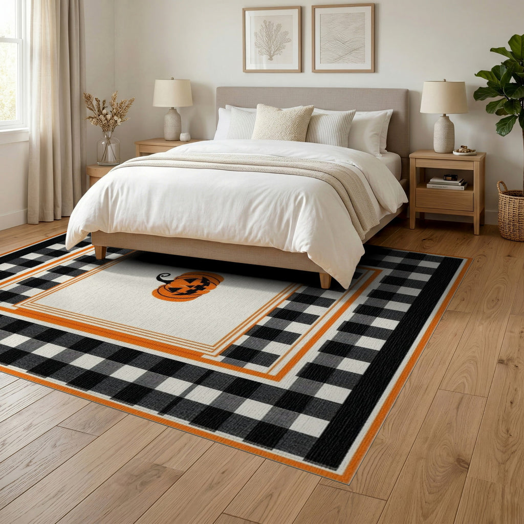 ODIKA Halloween Striped Pumpkin Ghost Farmhouse Welcome Fallc Door Pet Friendly & Kids Safe Play for Playroom, Bedroom, Reading Nook