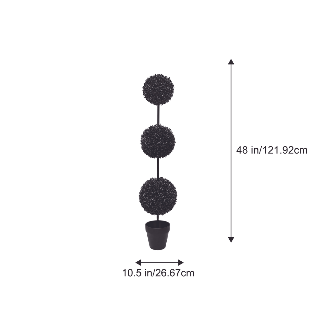 My Texas House Halloween Artificial 3-Ball Topiary, Black, 4'