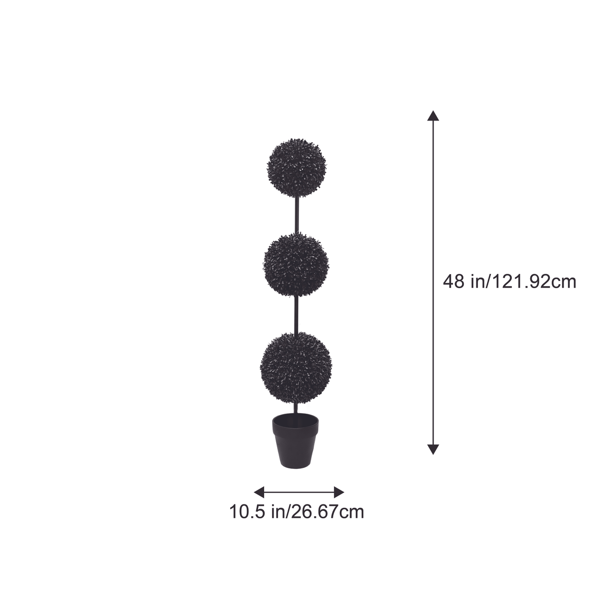 My Texas House Halloween Artificial 3-Ball Topiary, Black, 4'