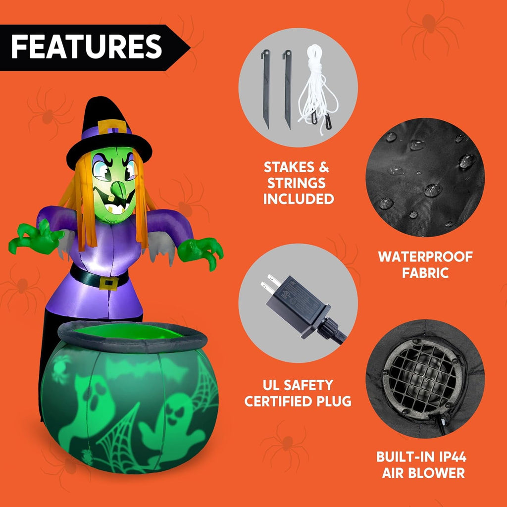 Joyfy 5 Ft Tall Halloween Inflatable Pumpkin,Blow Up Pumpkin with Projector Face and Music Lights,Outdoor Decorations for Yard,Garden,Lawn,Party