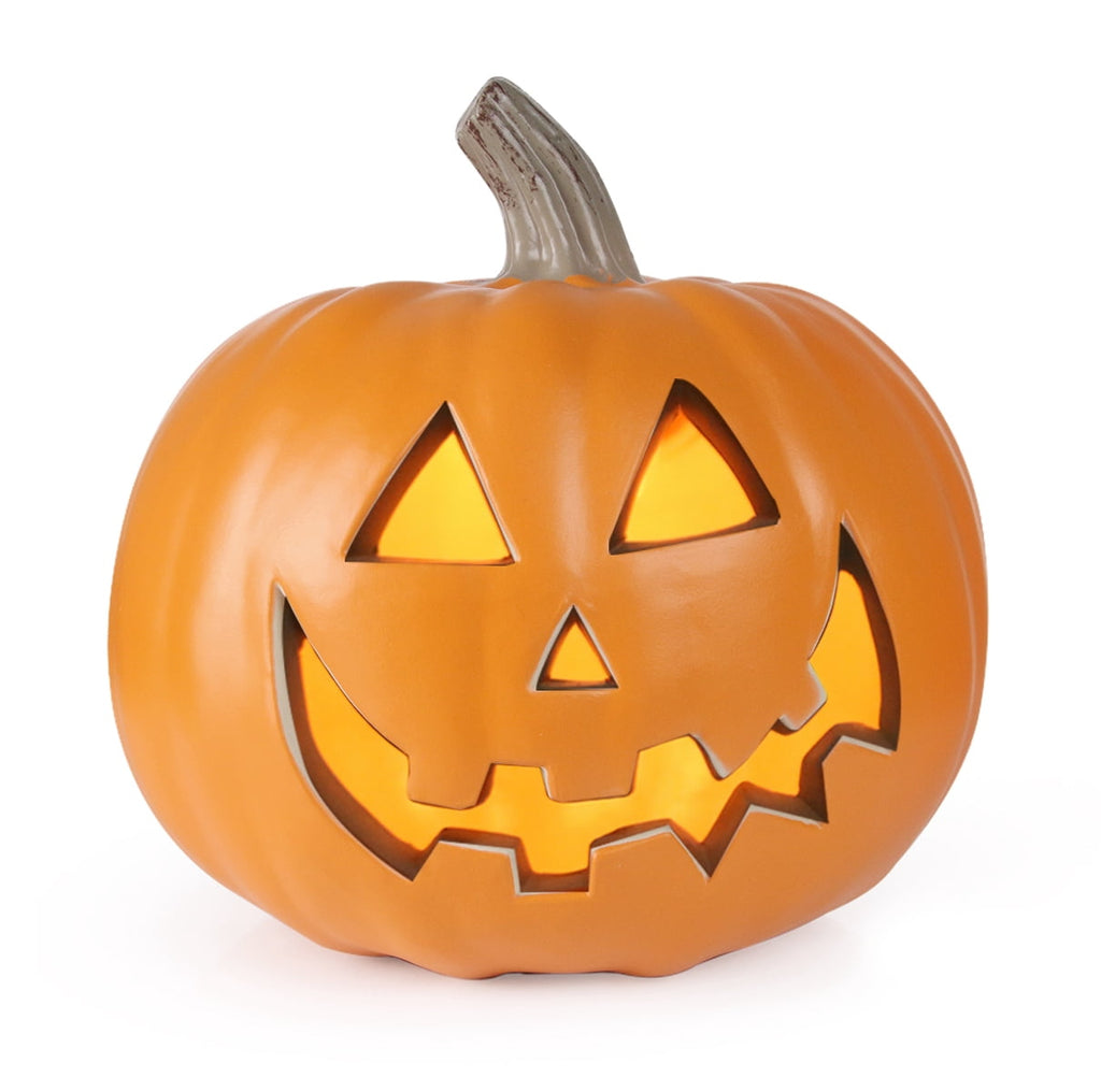3-Pack Jack O' Lantern LED Lighted Pumpkins for Halloween, 10", 15", and 16" sizes for indoor/outdoor decor.