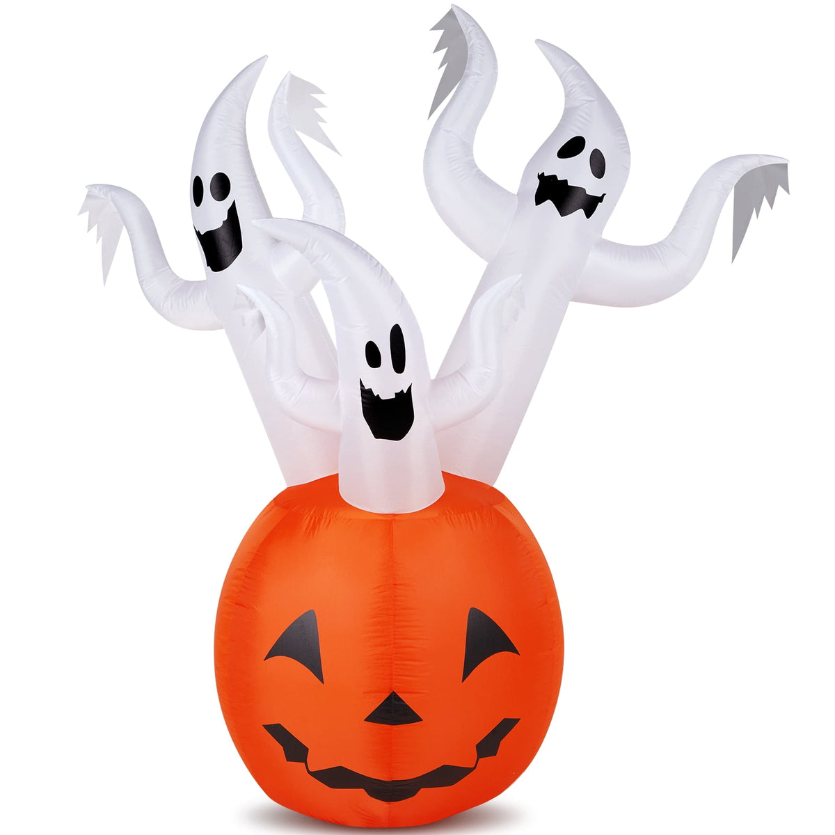 5.9ft Halloween Inflatable Pumpkin Ghost with LED Lights Scary Blow Up Yard Decor 1 Pack Set