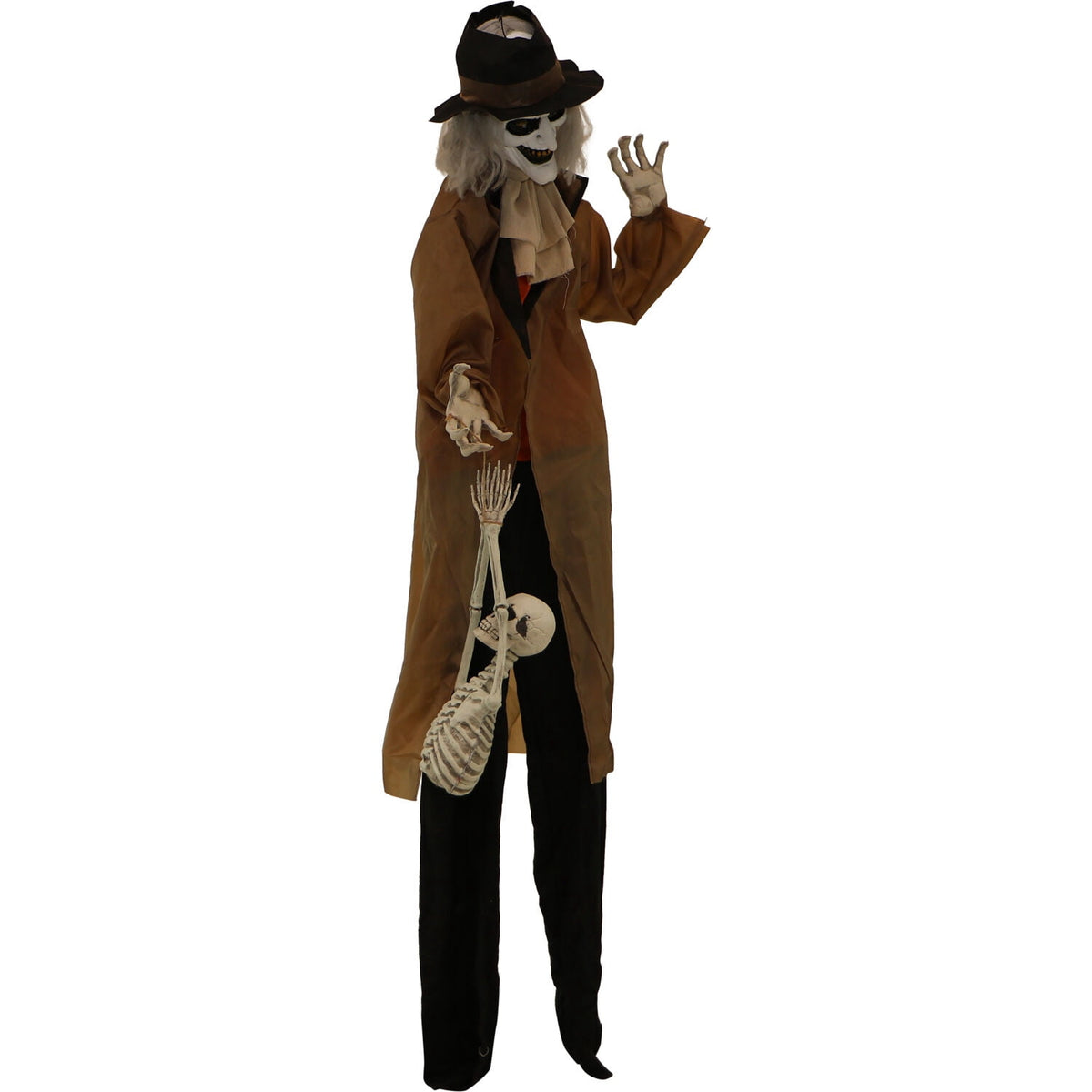 Haunted Hill Farm 5.25 ft Jebediah Bones Animatronic Gravekeeper, Indoor or Covered Outdoor Halloween Decor, Red LED Eyes, Battery-Operated, HHGRVKPR-1FLSA