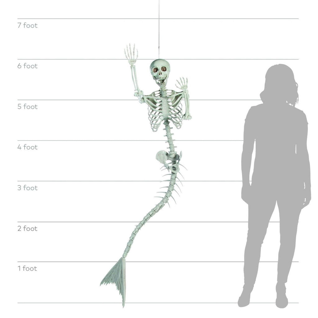 Fun Express 73", 6 Ft, Life Size Original Mermaid Skeleton decor Halloween Decoration, Plastic, Posable, Outdoor and Indoor Use, Halloween and Mystical Decor