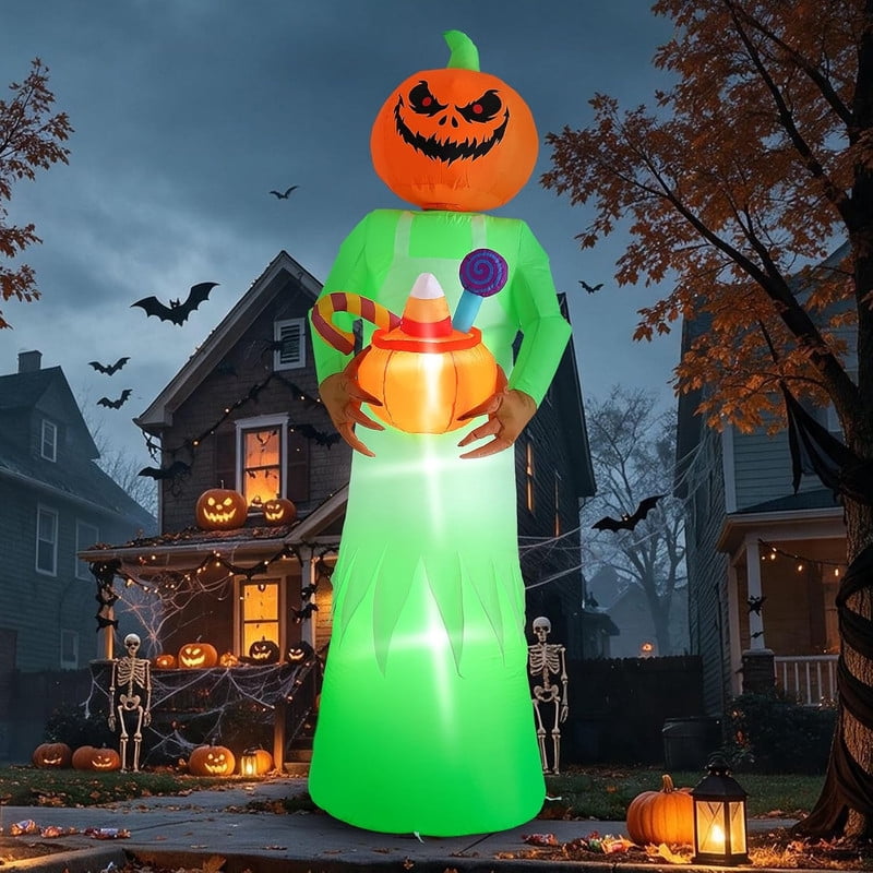 Novtech 10 FT Grim Reaper Halloween Inflatables, Pumpkin Head, Motion Activated Scream, 8 RGB Light Modes, Blow Up Outdoor Yard Decorations for Trick or Treat, Lawn Garden Party & Scary Haunted House