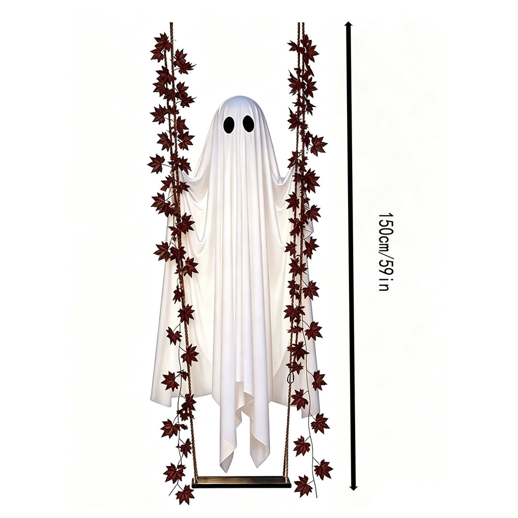 Outdoor Halloween Decorations Gaslight Ghoul, 79" Tall Hanging Skeleton Holding Street Light with Creepy Blue Eyes, Tattered Robe Ghost Decor for Yard Patio Walkway, Front Porch, Road