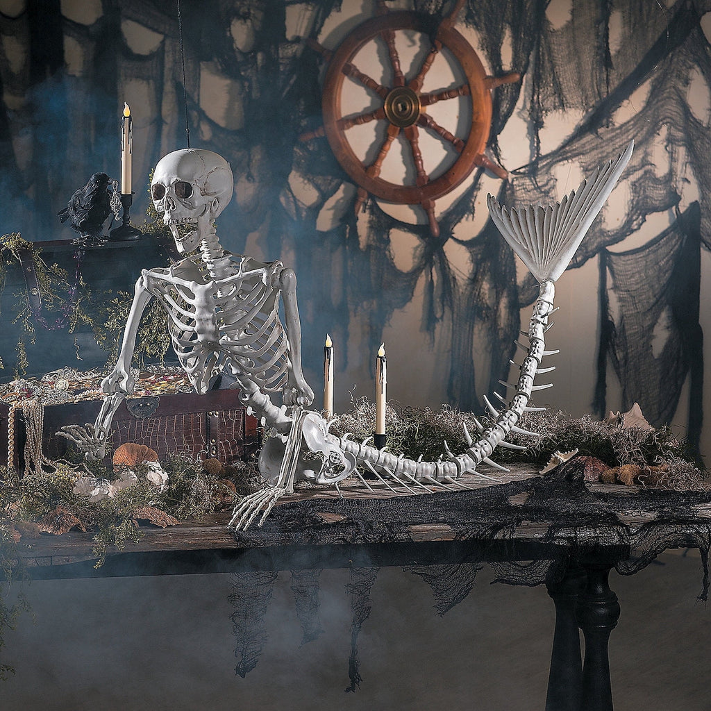 Fun Express 73", 6 Ft, Life Size Original Mermaid Skeleton decor Halloween Decoration, Plastic, Posable, Outdoor and Indoor Use, Halloween and Mystical Decor