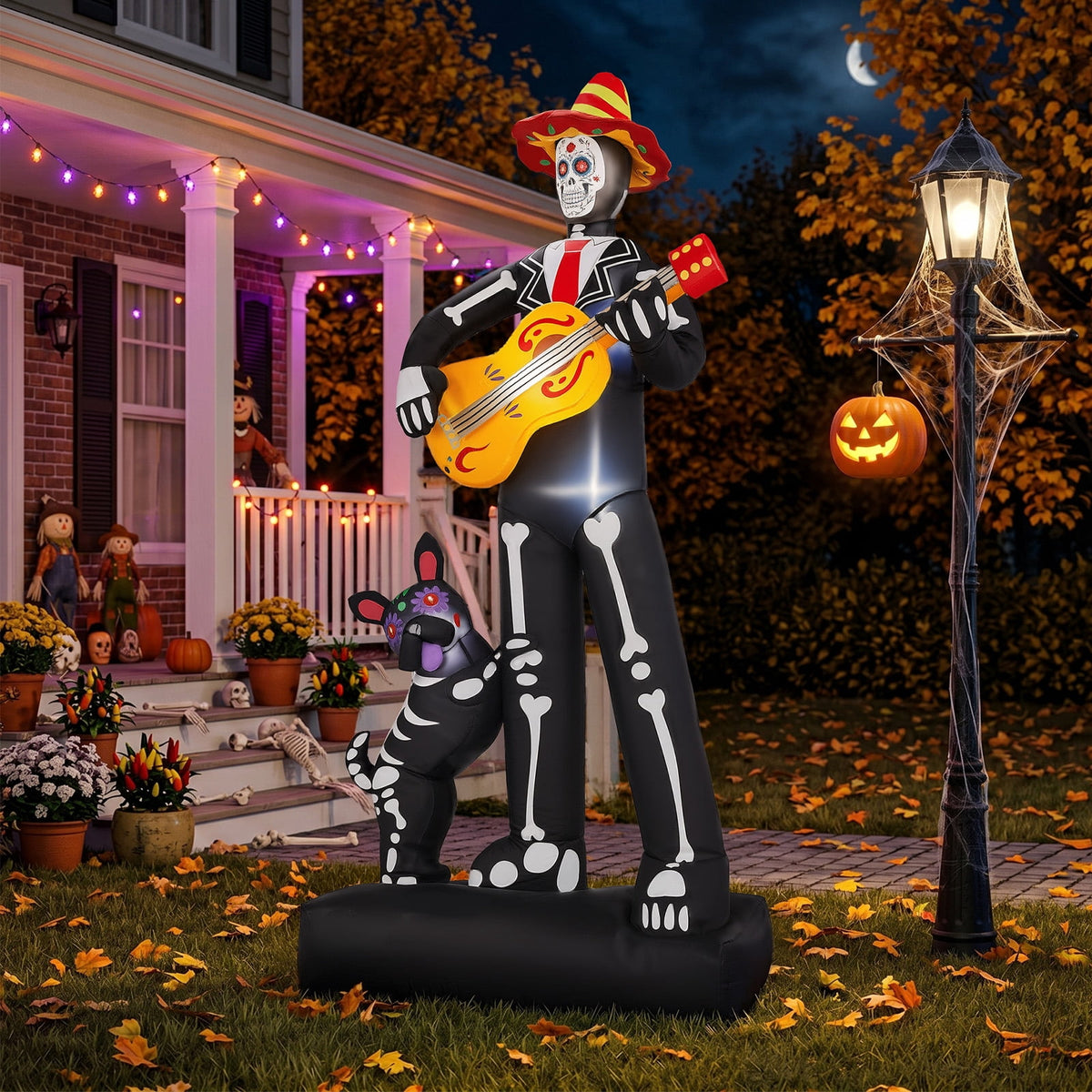7.3ft Halloween Inflatable Ghost Musician with Puppet and 6 LED Lights