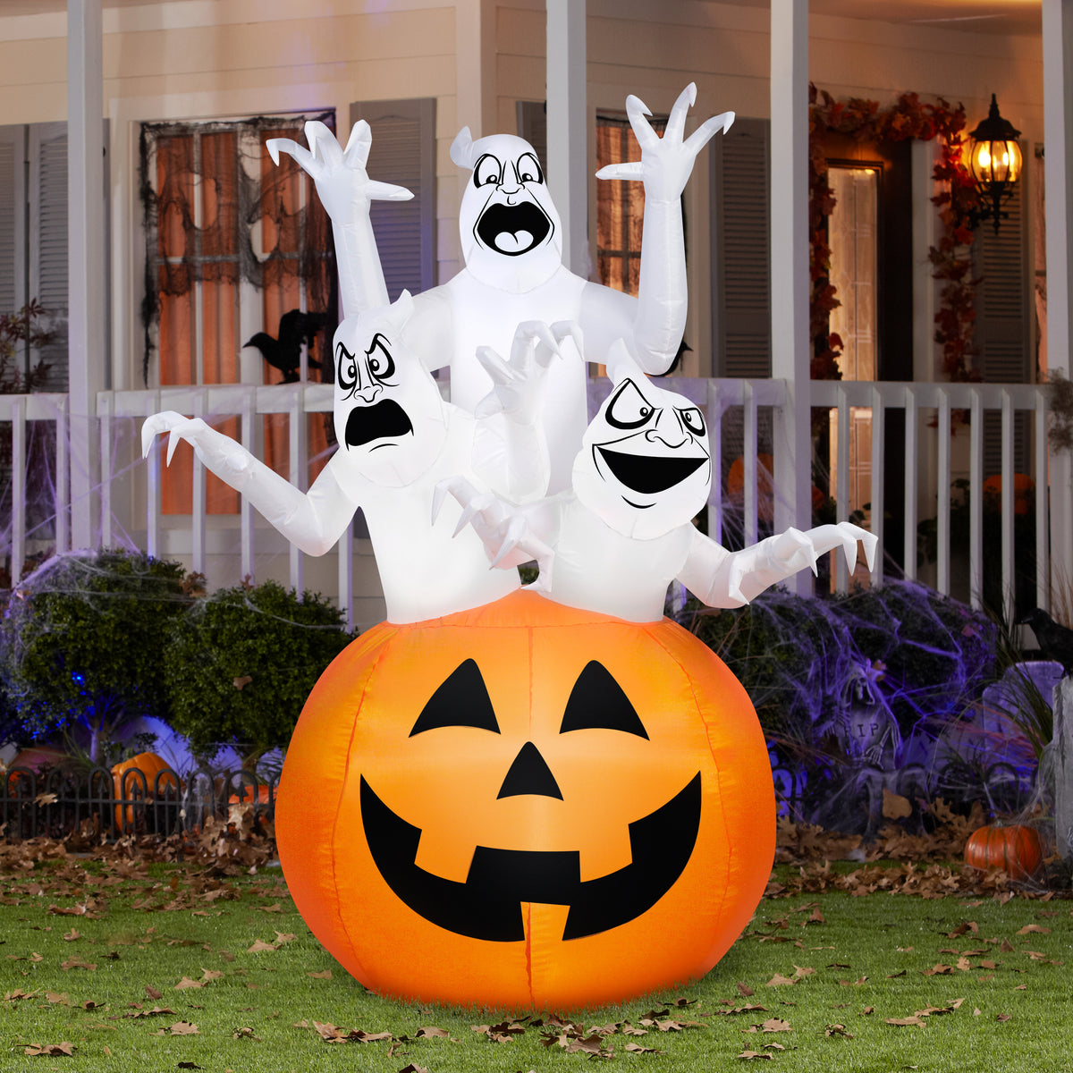 Airblown Inflatable 6' X 4' Ghost Trio Halloween Decoration